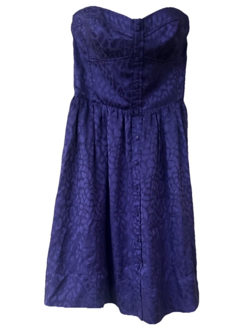 Rebecca Taylor 100% Silk Strapless Leopard Print Dress Purple 4